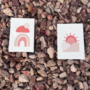 Local Hand Painted Boho Mini Canvas Art | 7x5 Neutral Nursery Rainbow & Sun